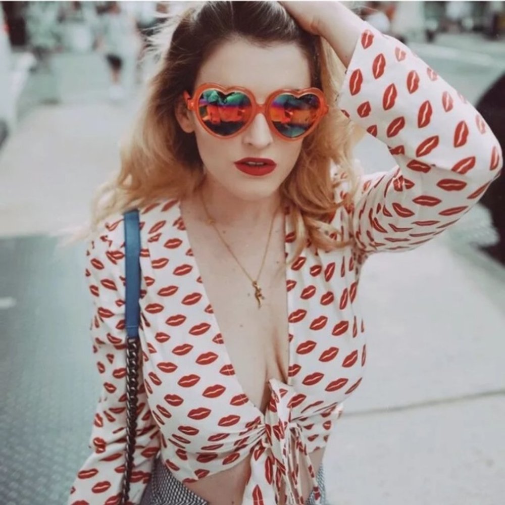 Realisation Par Bianca Tie Top Silk Red Lip